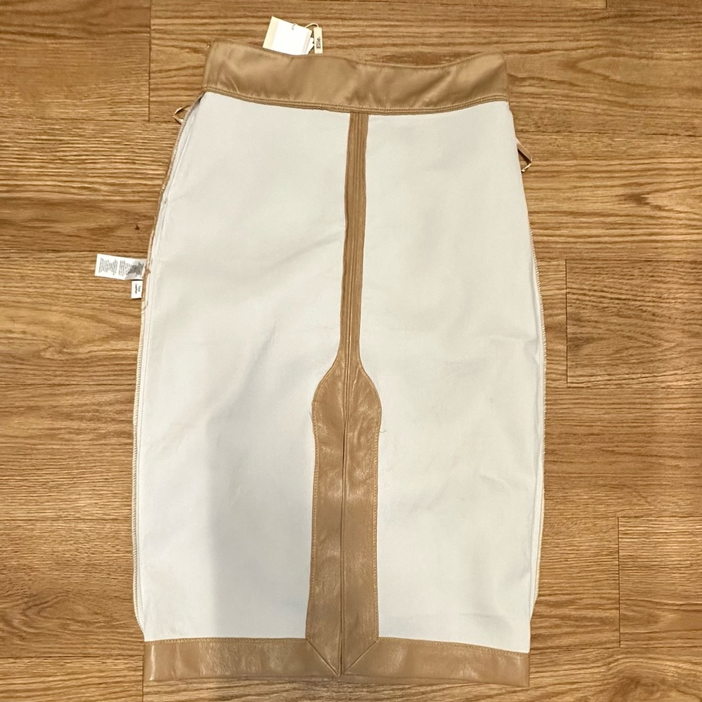 ELIE ELIE TAHARI Faux Leather Pencil Straight Tan Skirt - Picture 16 of 16